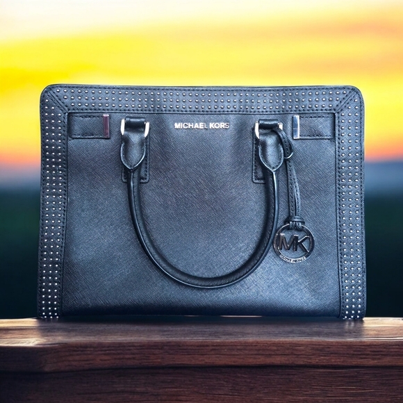 Michael Kors Medium Dillon Studded Leather Satchel π€ Luxury Designer Bag - Picture 6 of 16